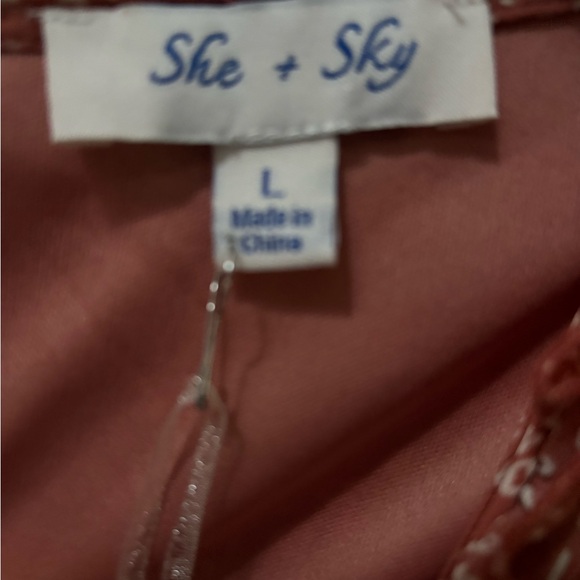 She + Sky Terracotta Floral Long Sleeve Dress - Picture 6 of 12